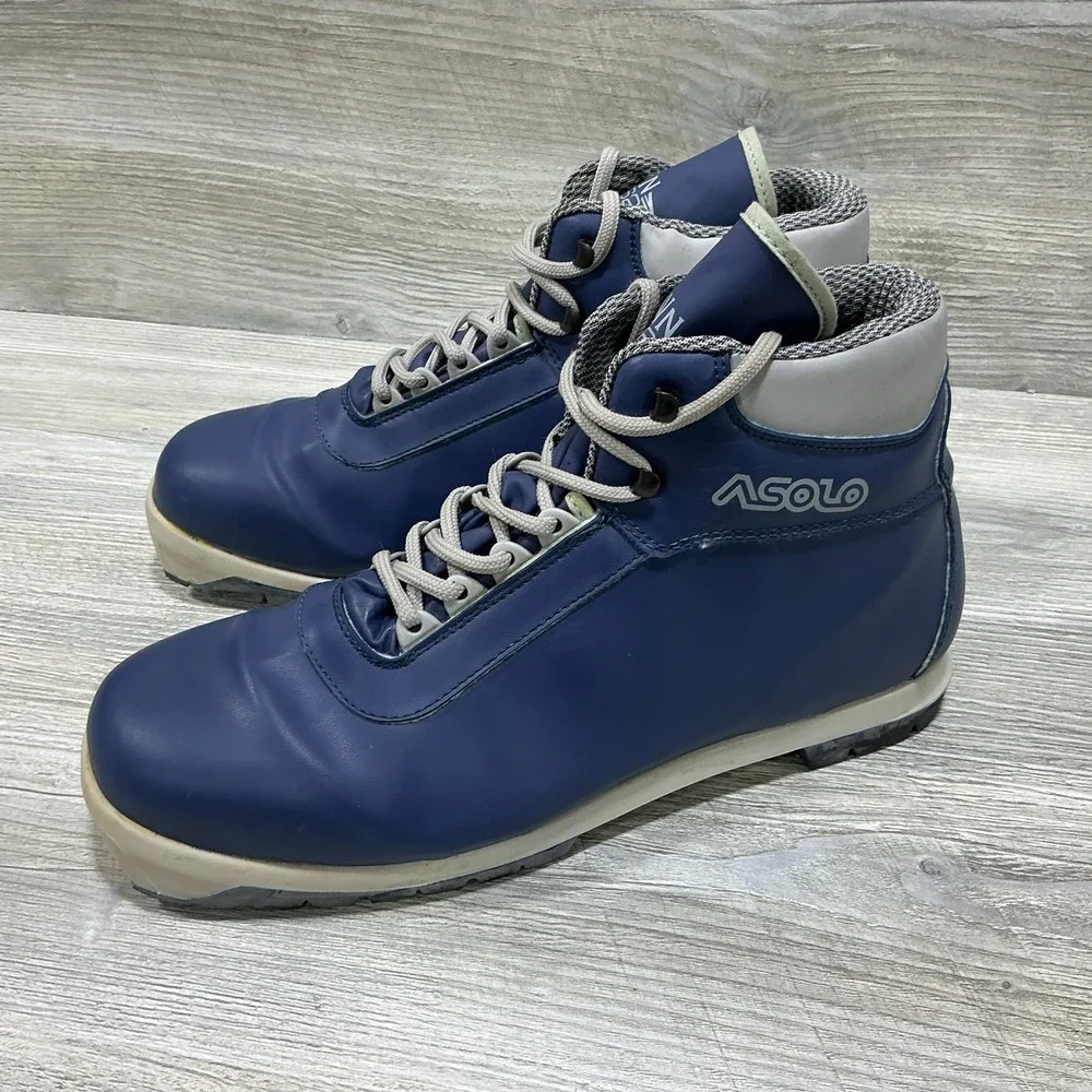 ASOLO Mens Back Country Ski Boots NNN 620 Blue Size 11 Made In Italy RARE VTG